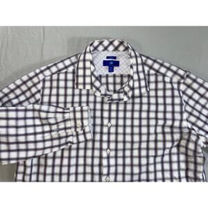 Egara Non-Iron Slim Fit Long Sleeve Button Front Sport Shirt. Check, Men's 2XL.